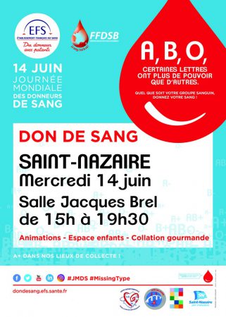 Journée mondiale du don du sang - 14 juin - Saint-Nazaire